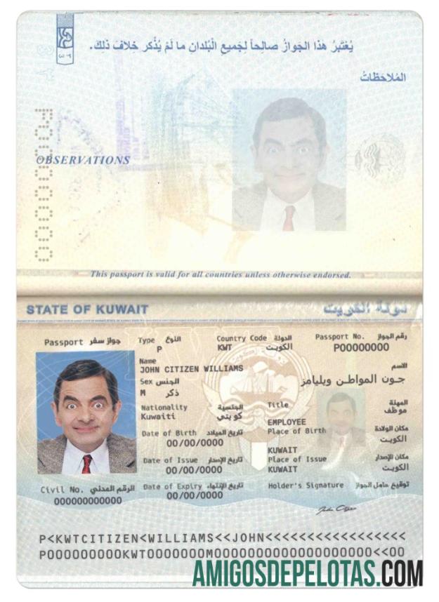Passaporte do Kuwait modelo